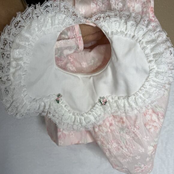 Vintage Hugs and Kisses Baby Girl Pink Dress Size 24 Months White Bib Collar - Picture 5 of 14